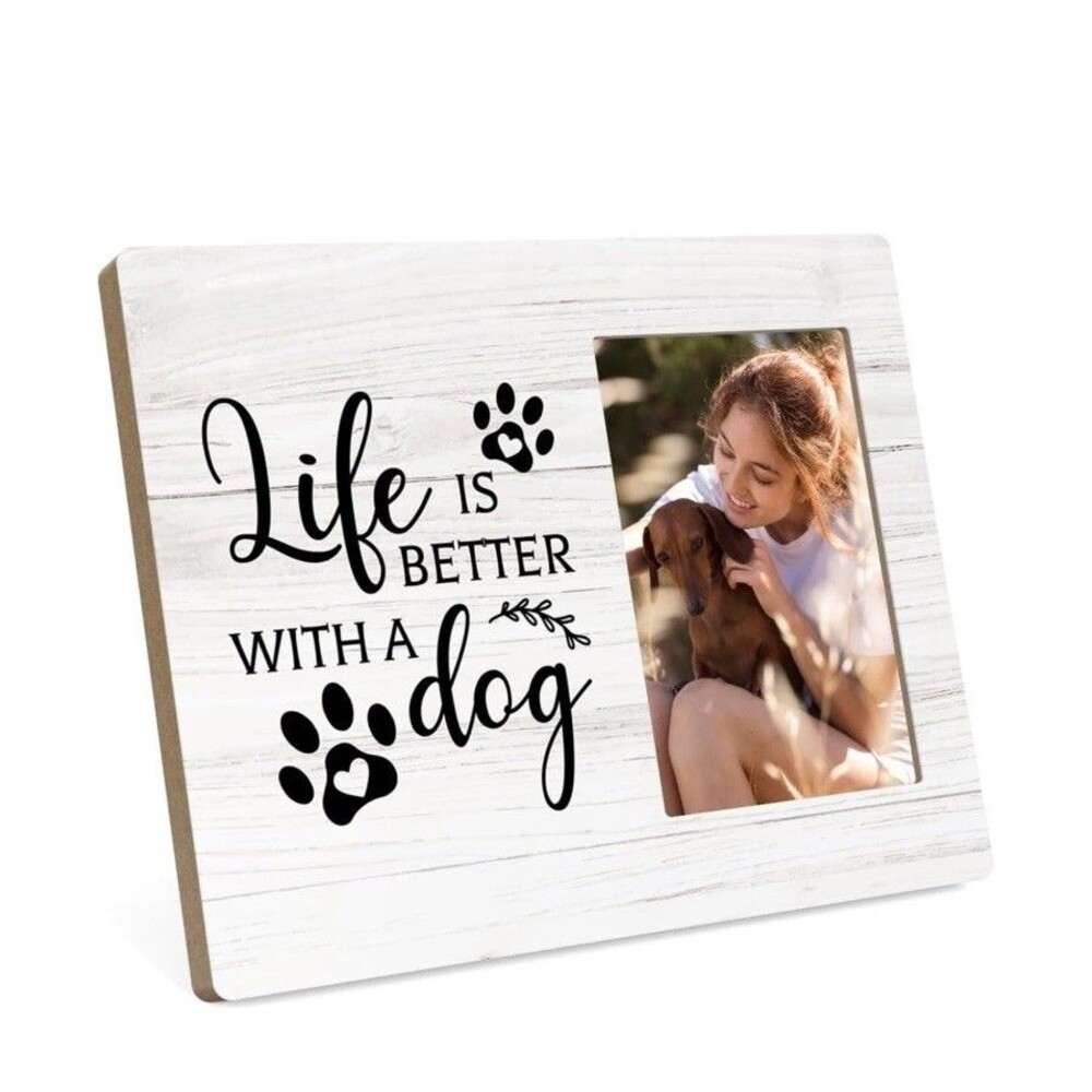 Life Is Better With A Dog Best Friend Picture Frame for Dog, Home Bedroom Desk